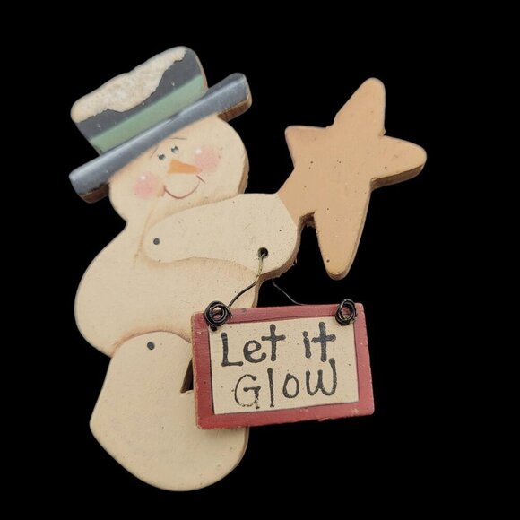 Vintage Snowman & Santa Wooden Brooches Set Of 2 Hand-painted Christmas NOTE - Picture 2 of 8